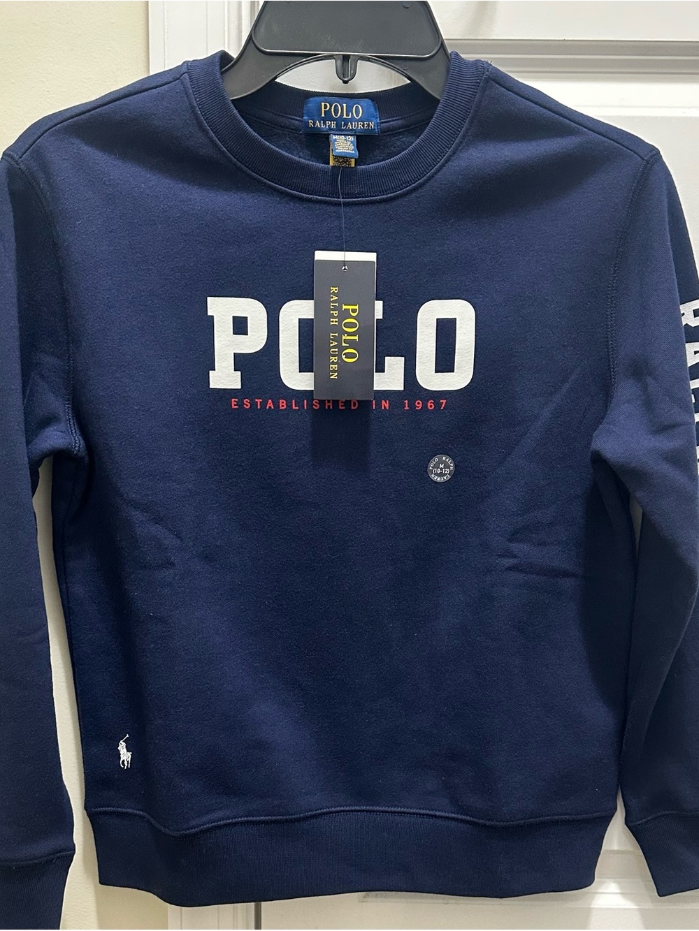 Polo by Ralph Lauren Navy Crewneck with White Logo size M 10-12